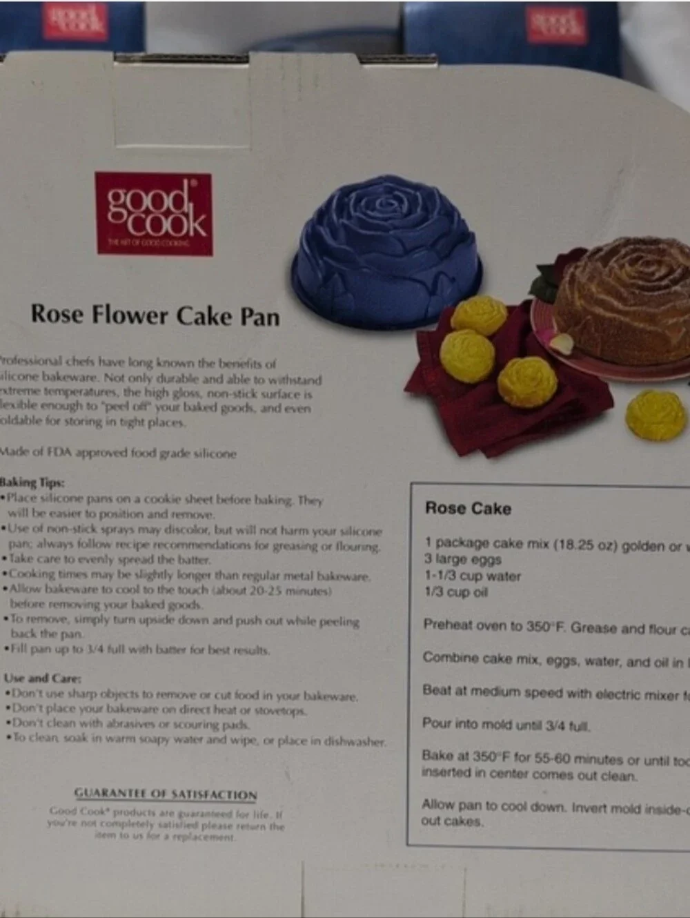 Good Cook 2 Mini Sweetheart Rose & 1 Rose Cake Silicone Bakeware Mold NIB